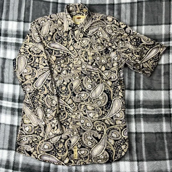 Larry Mahan Shirt Mens M Paisley Blue Pearl Snap Cowboy Collection - Picture 2 of 12